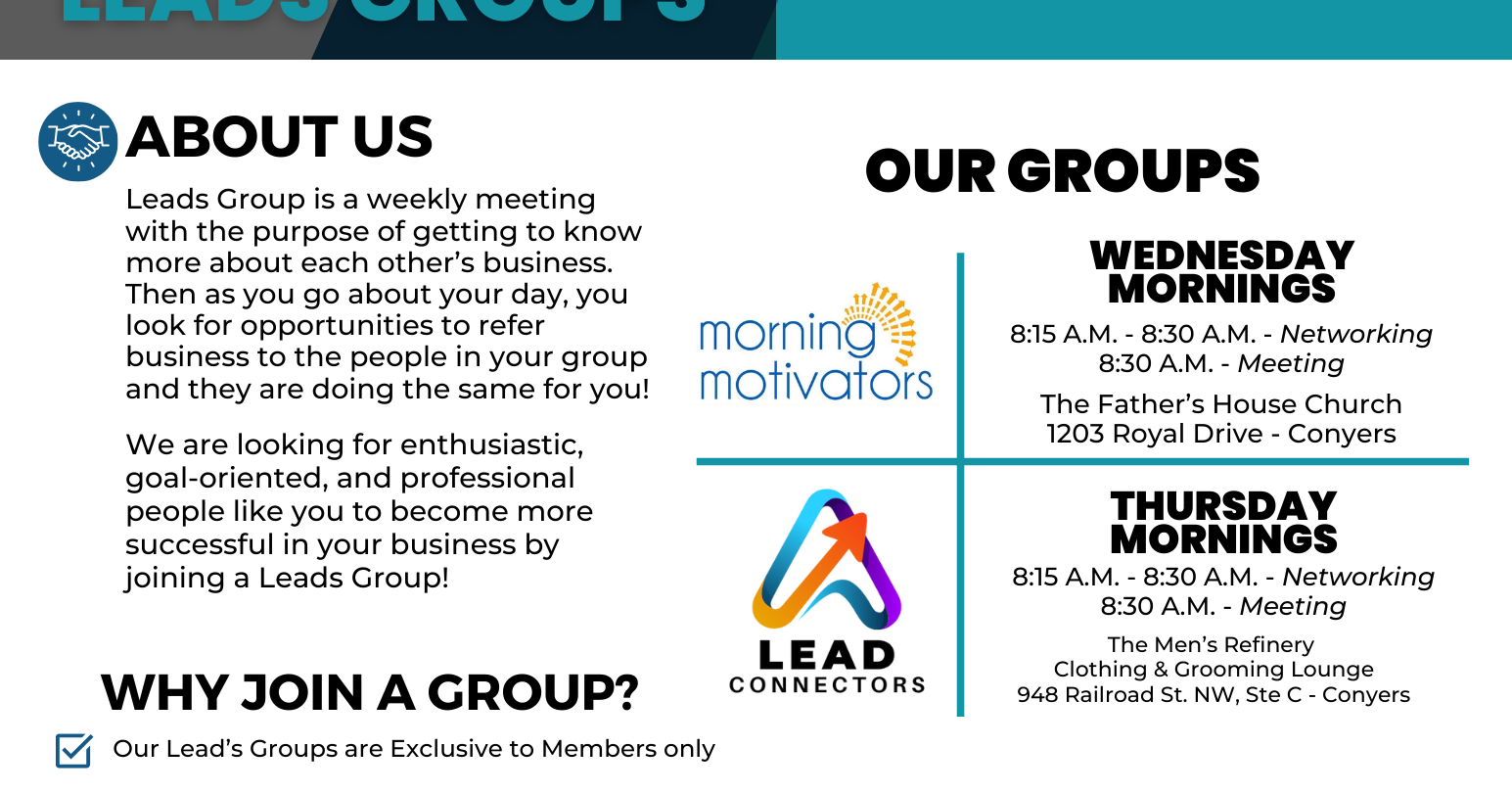 Leads Groups ConyersRockdale Chamber of Commerce